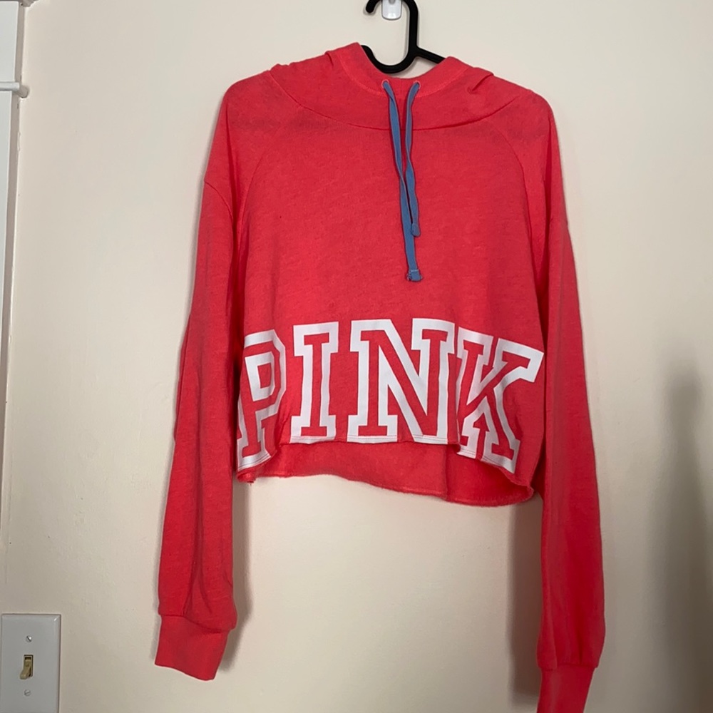 Pink Hot Pink Cropped Hoodie